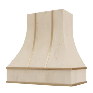 Curved Range Hood With Brass Strapping
