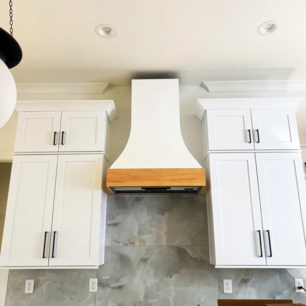 Painted custom wood range hood cover