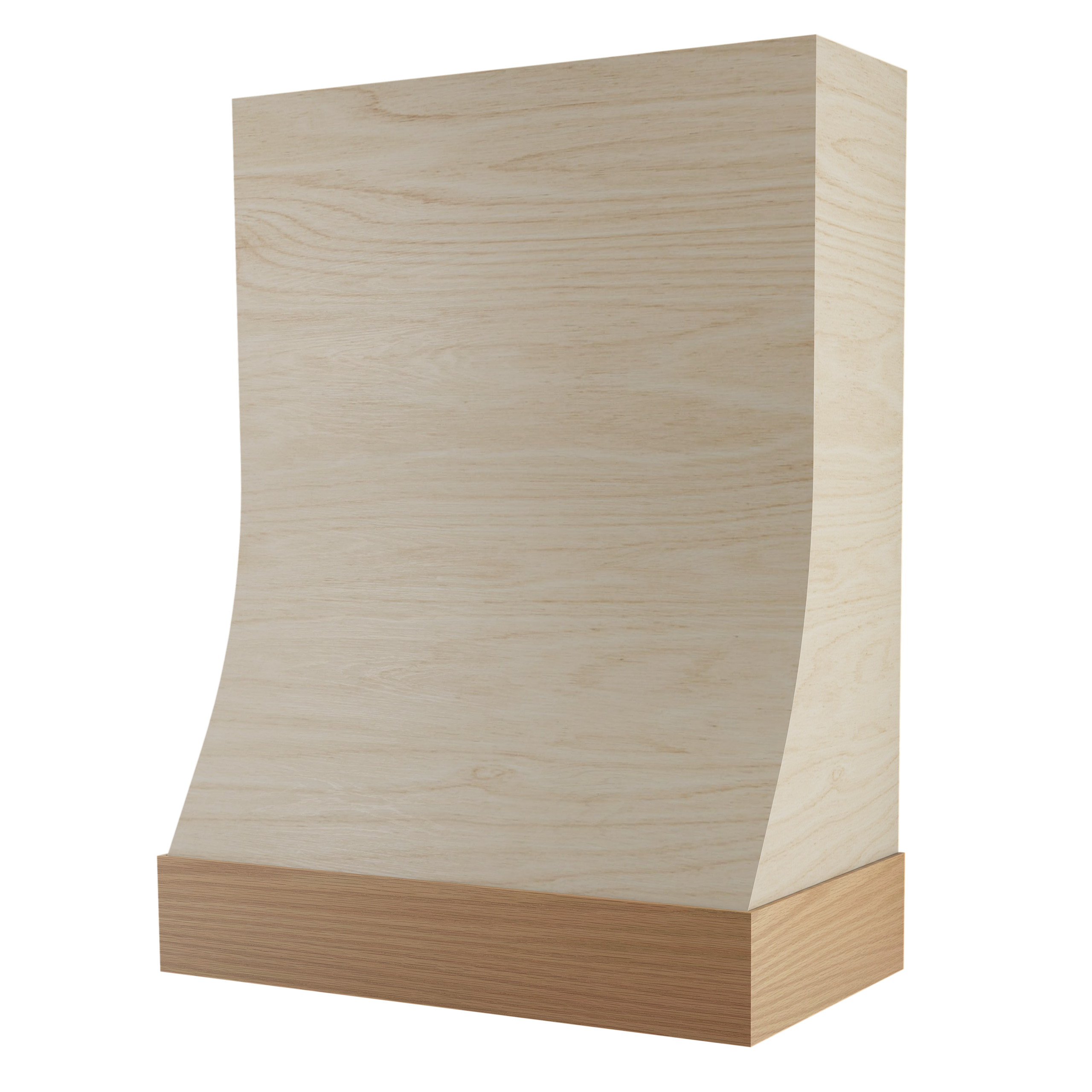 Canopy maple and white oak trimless custom wood range hood