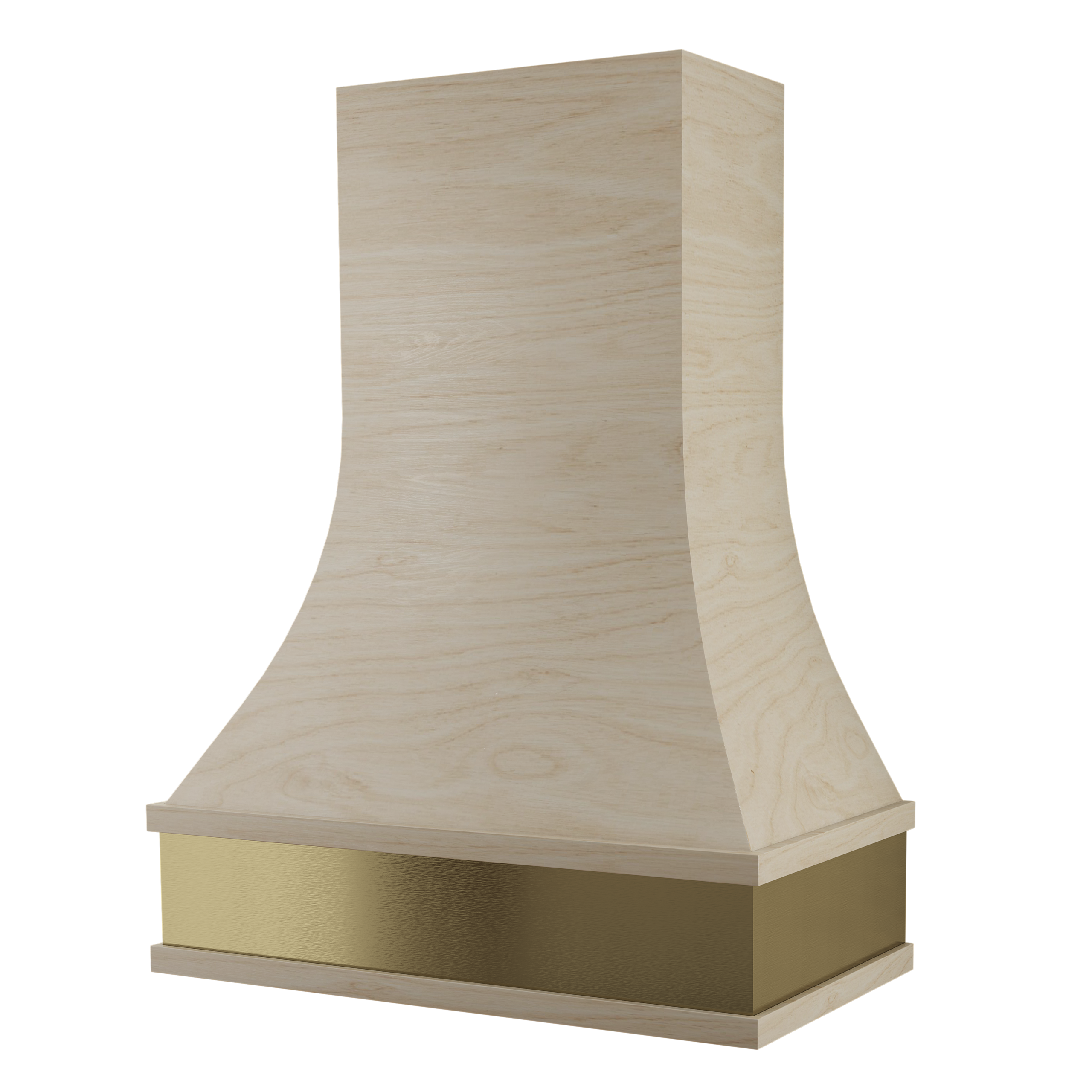 Heritage full maple range hood with gold apron accent