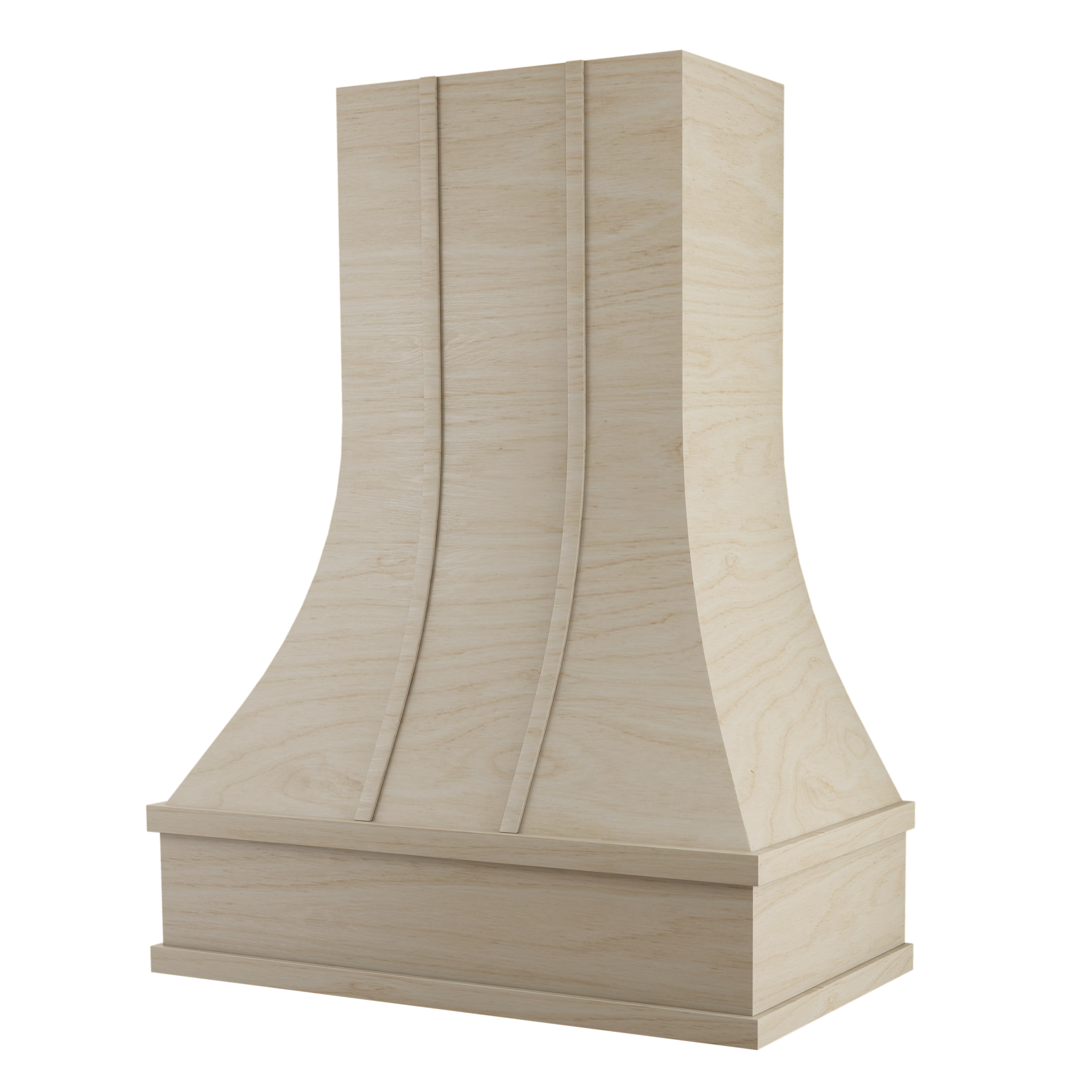 Heritage full maple trimmed range hood with straps