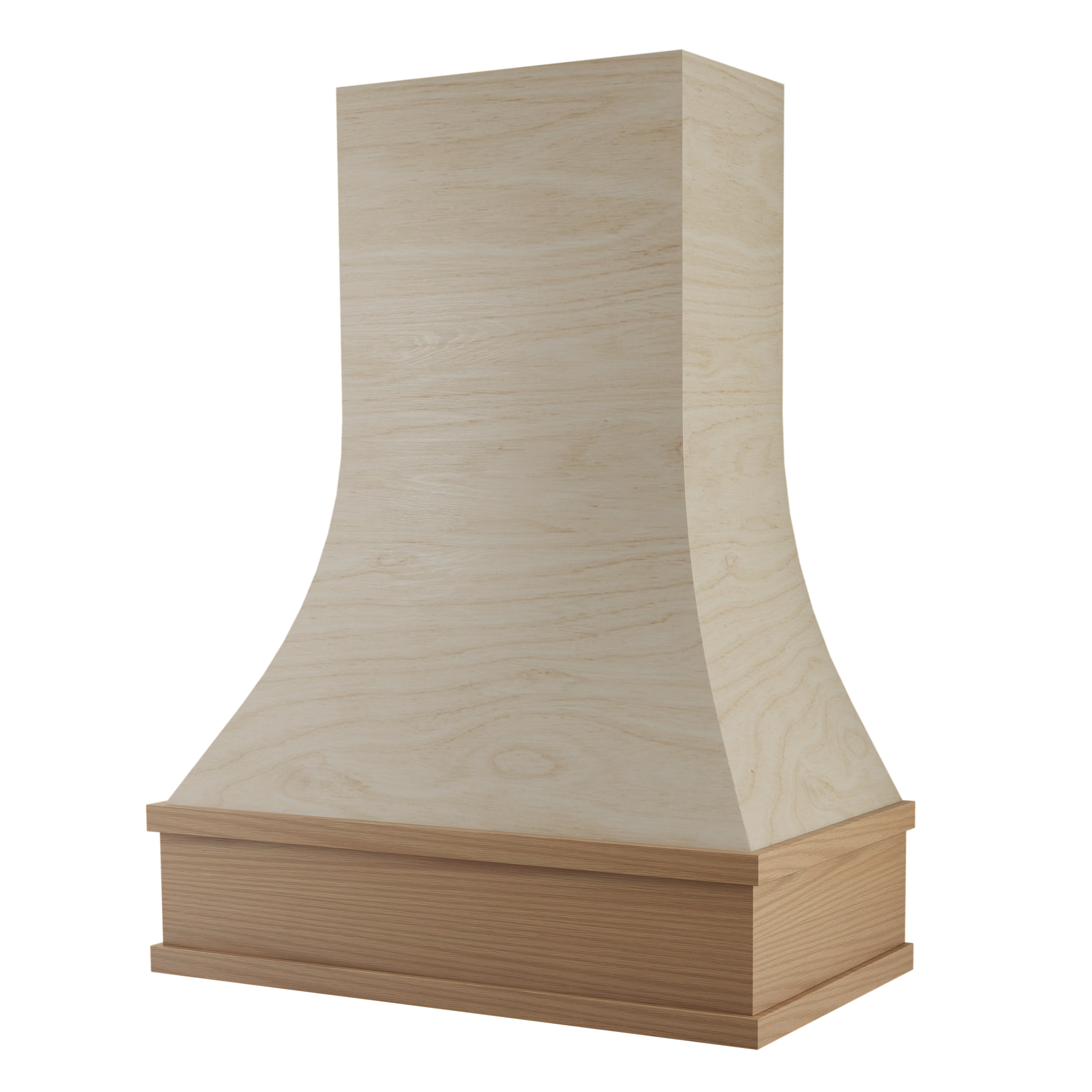 Heritage maple and white oak trimmed custom wood range hood