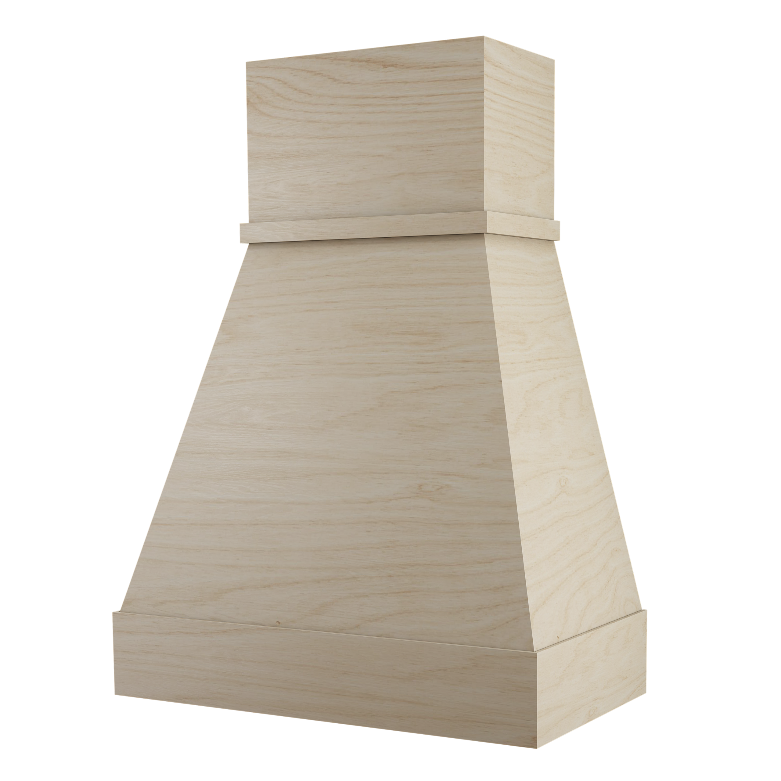 Pyramid full white oak trimless custom wood range hood